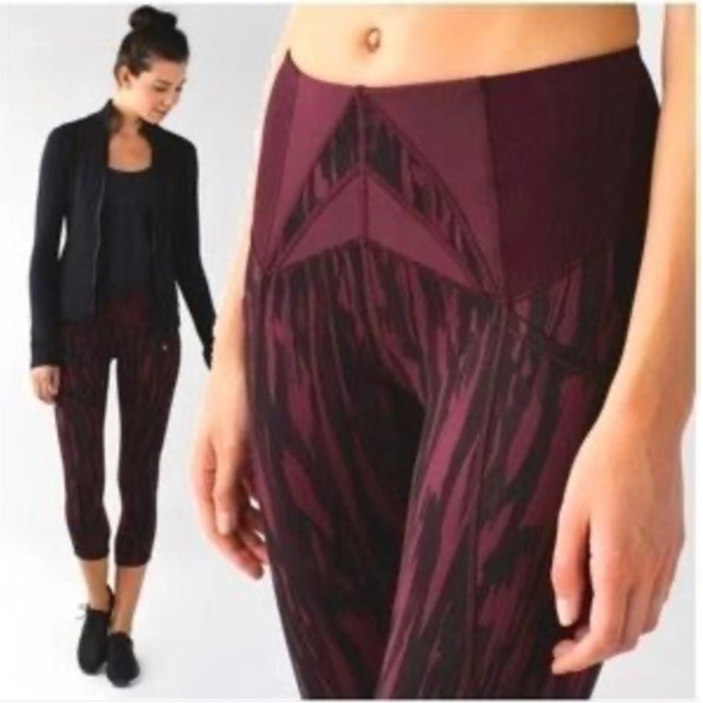Lululemon Burgundy Patterned Leggings -Cropped